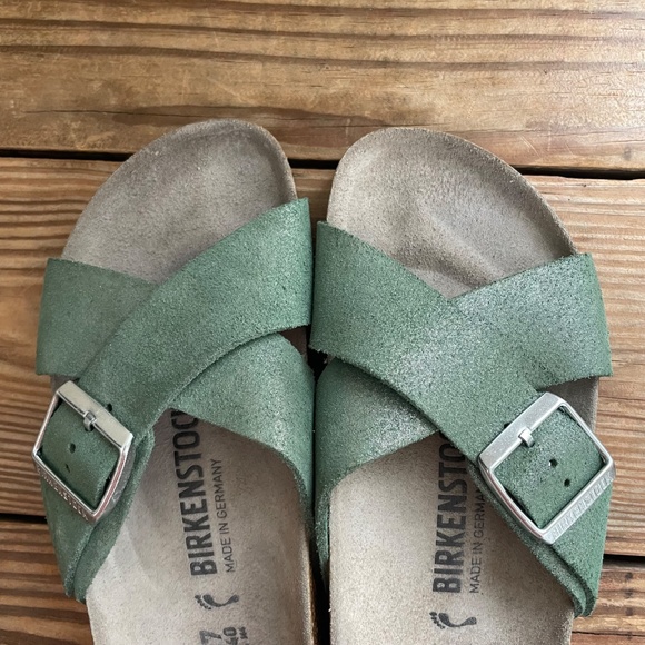Birkenstock Siena Suede Leather Green Thyme sparkle Like New EU 37 / US 6.5 - 7 - Picture 4 of 16